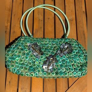 Vintage Green Mother of Pearl Beaded Women's Bag